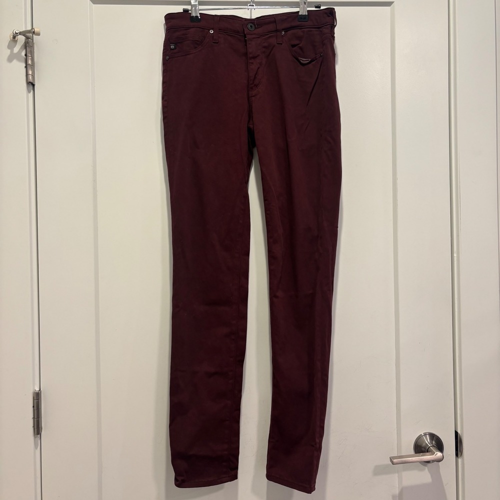 AG Adriano Goldschmied The Prima Cigarette Leg Pants Burgundy LSS1434CRMS 27R